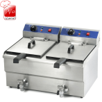 سرخ کن برقی دو لگن با شیر تخلیه رومیزی